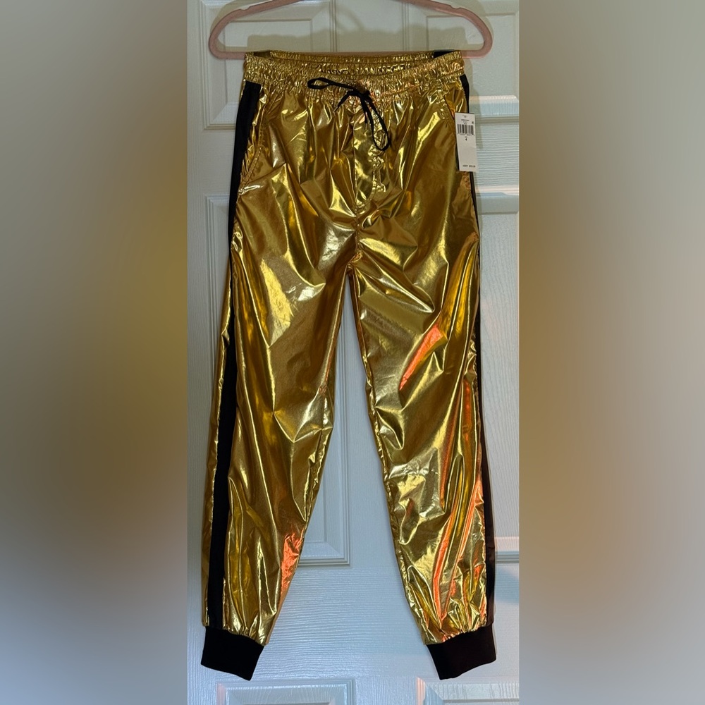 Shiny Gold Metallic Track Pants